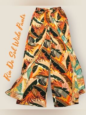 NWT-Rio De Sol collection, featuring a vibrant tropical print wide-leg pants